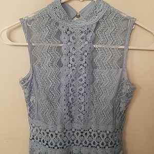Blue lace detail dress